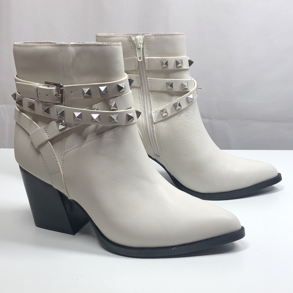 Steve Madden White Studded Ankle Boots